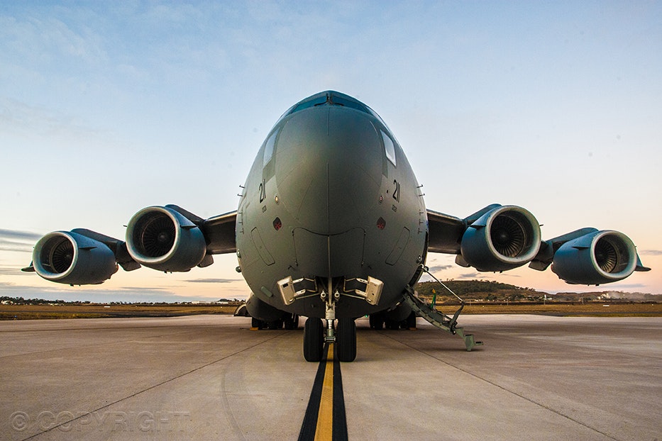 C-17 - Defence, Army aircraft, C-17 lands at Toowoomba Wellcamp Airport. Image taken by Toowoomba Commercial Photographer, Cathy Finch Photography.