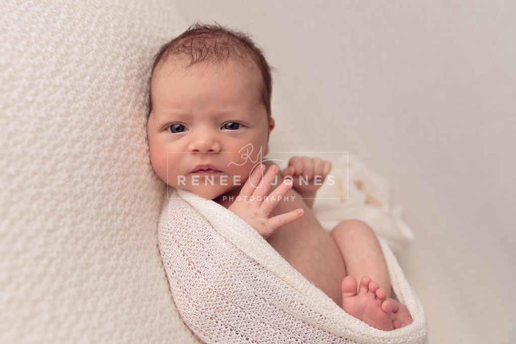 Awake Baby - Brisbane Newborn Photographer - Awake newborn lying on her back