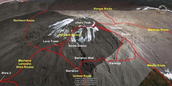Kilimanjaro Summit Map